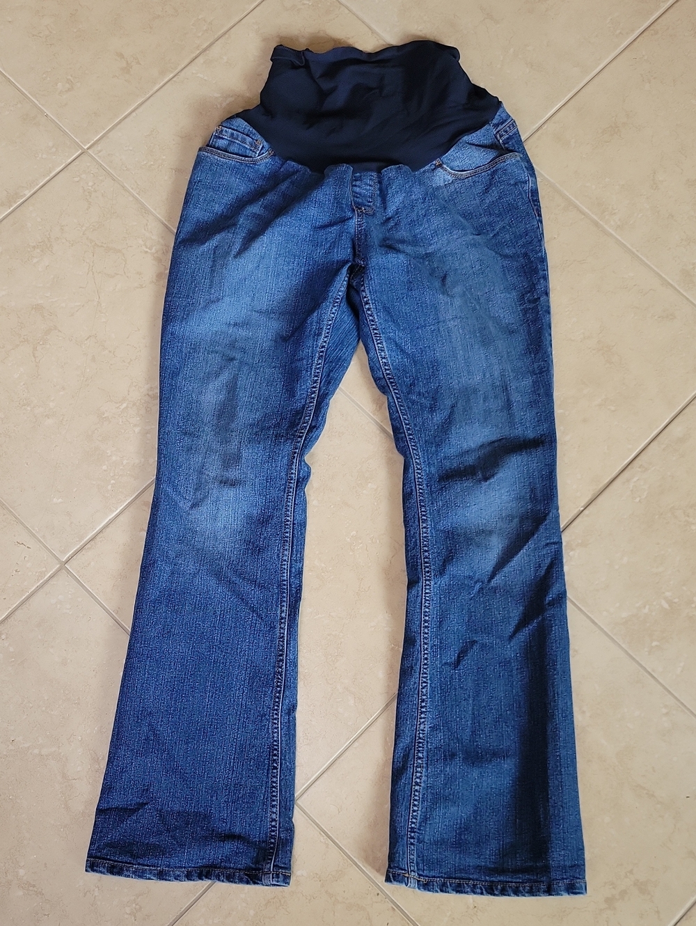Motherhood Blue Denim Flare Maternity Jeans with Overband